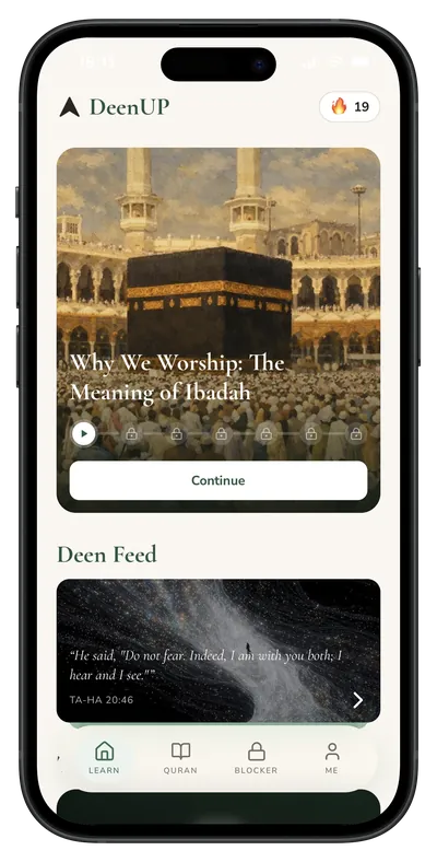 The DeenUp app showing a lesson